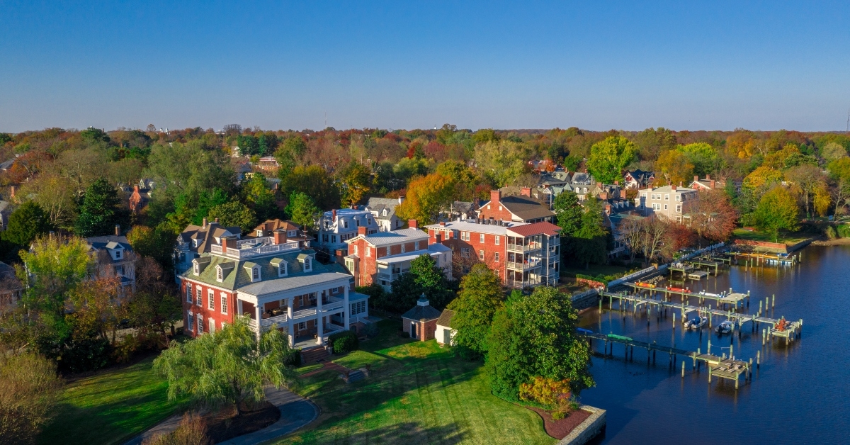 aerial view of historic chestertown