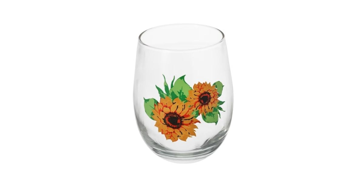 dollar tree sunflower stemless wine glasses