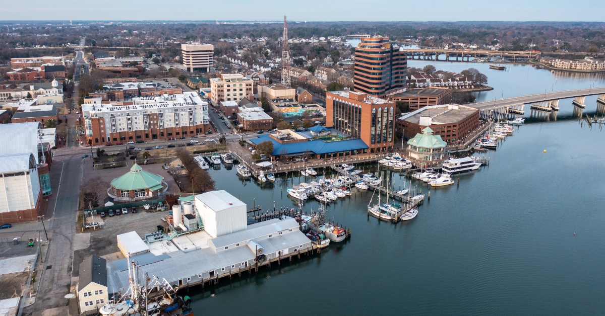 aerial view of downtown hampton