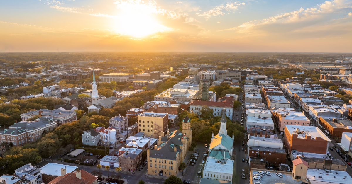 aerial view of savannah georgia