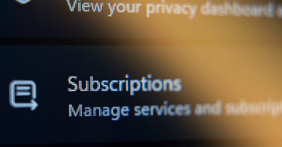 Close-up of subscriptions tab on desktop computer