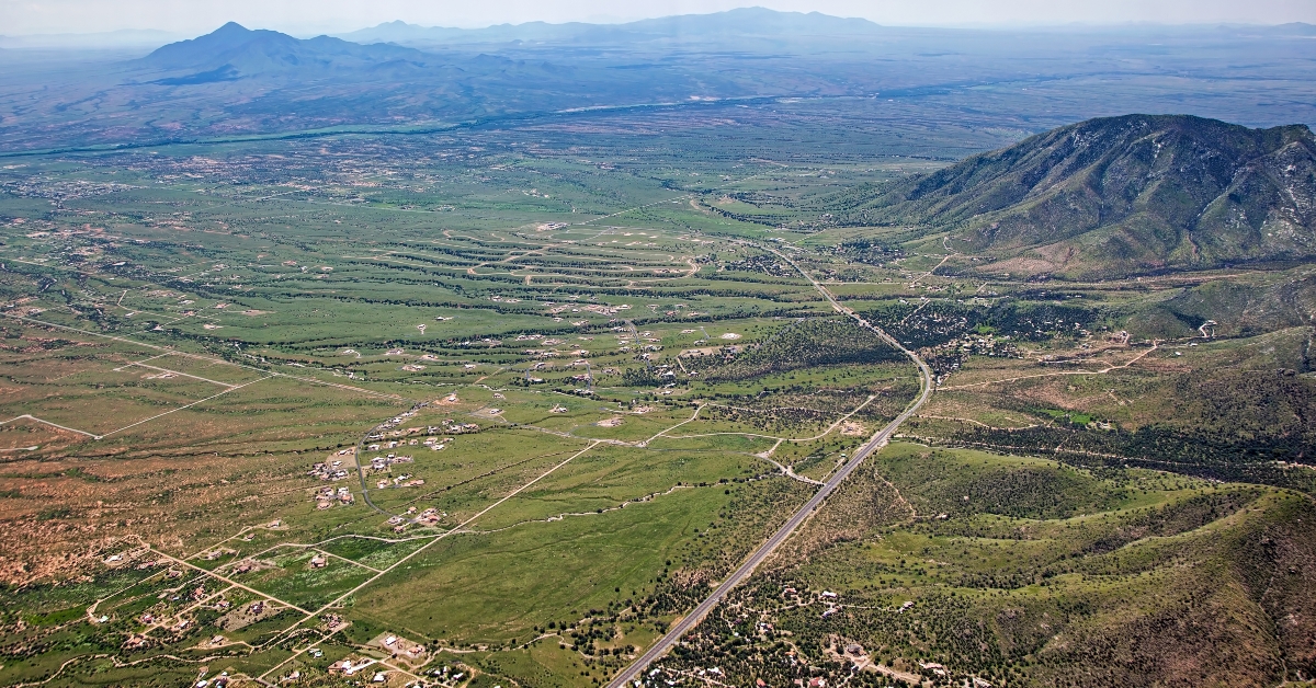 aerial view looking into mexico