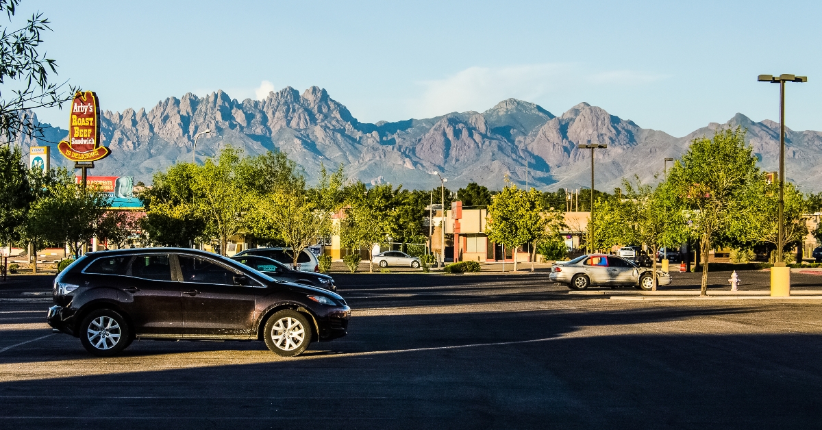Organ Mountains in New Mexico in downtown city