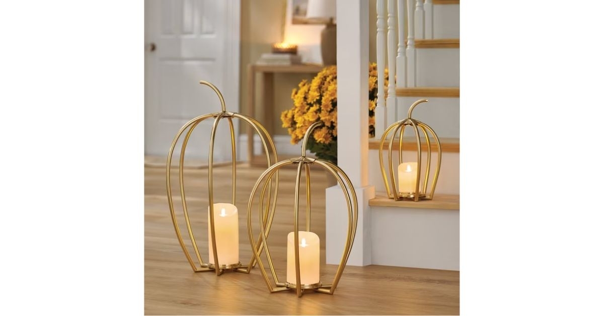 iron pumpkins with led candles