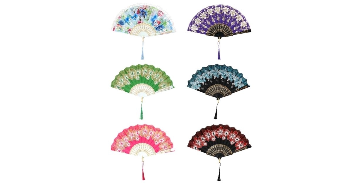 fans with glitter accents