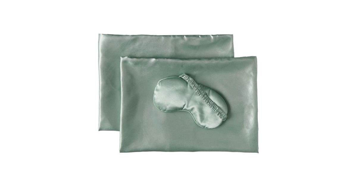 satin pillowcase and eye mask set