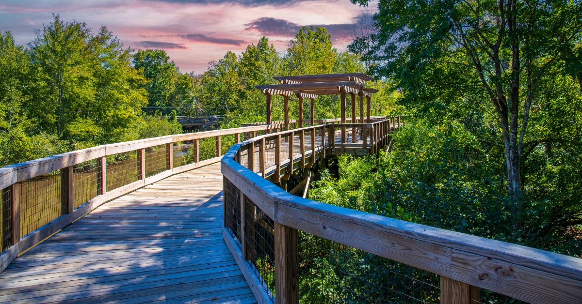  wooden bridge with a pergola 