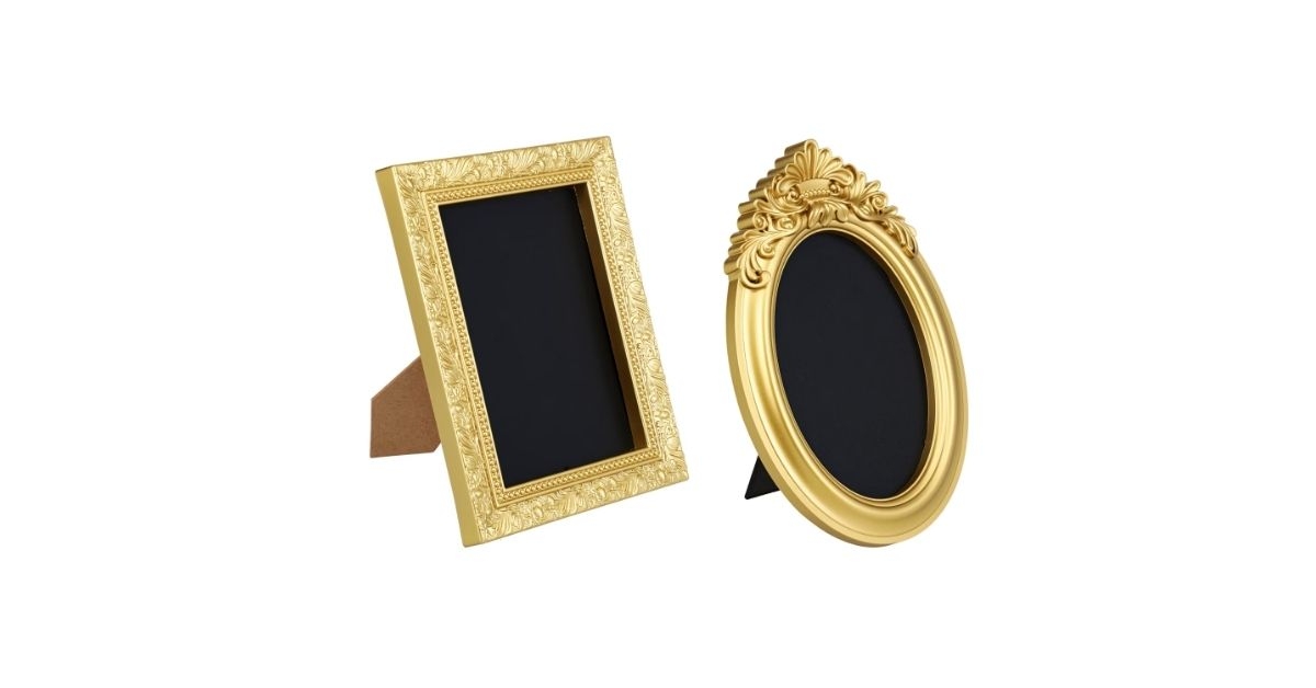 gold framed chalk board