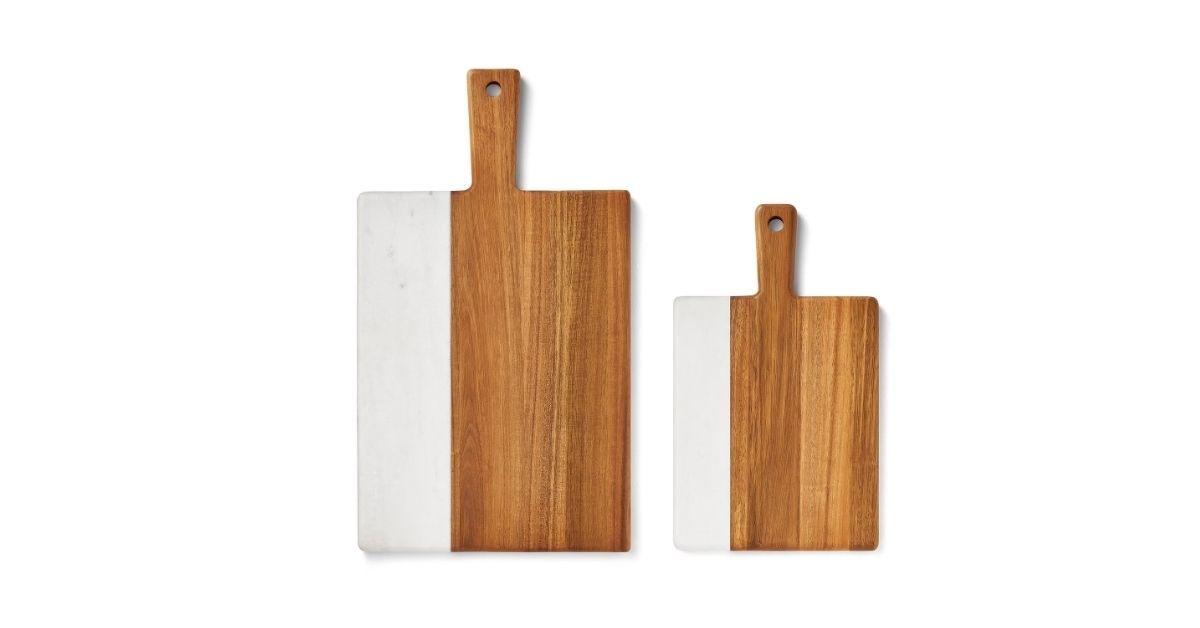 marble acacia wood charcuterie board set