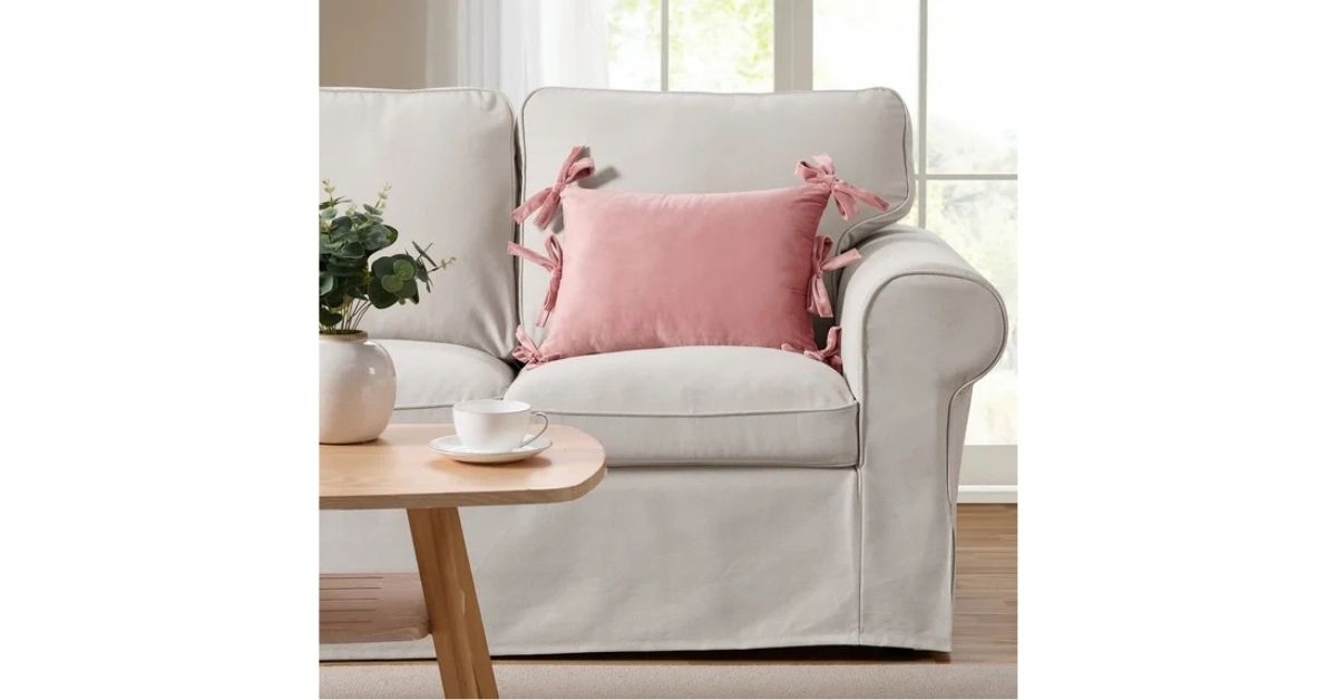 pink velvet bow oblong decor