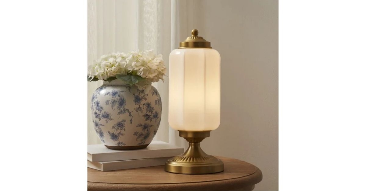 glass shade table lamp
