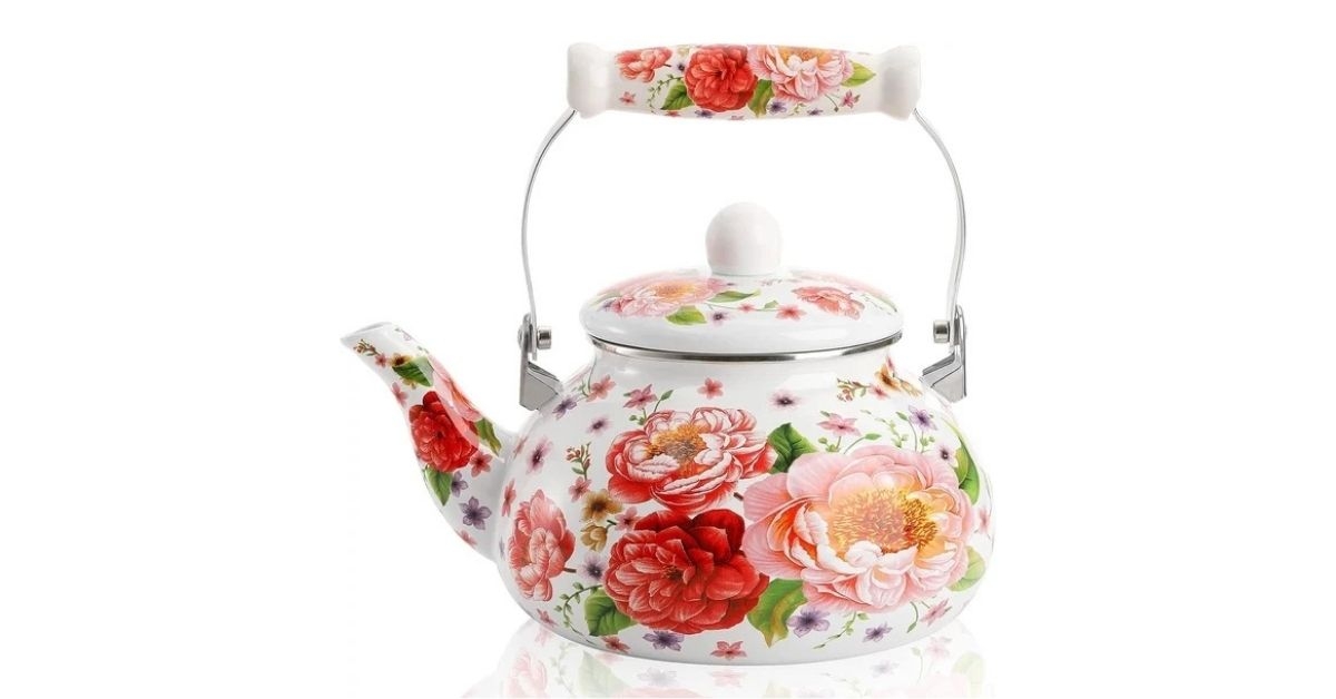 vintage floral enamel teapot