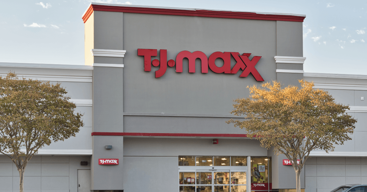 Exterior TJ Maxx store with logo in center