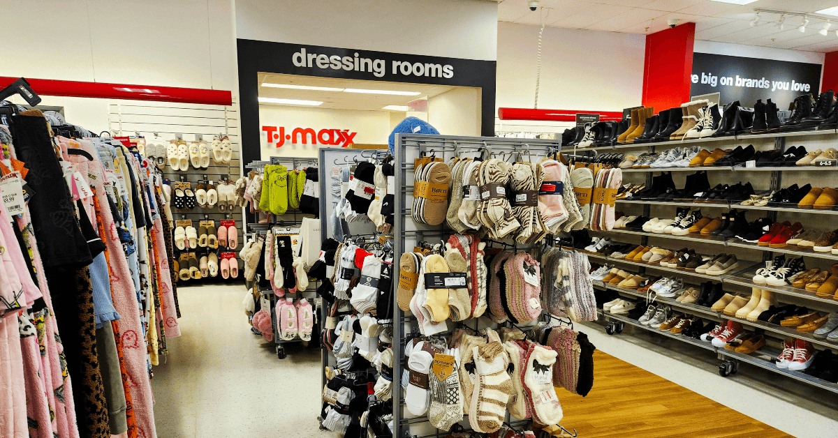Interior aisles of TJ Maxx store