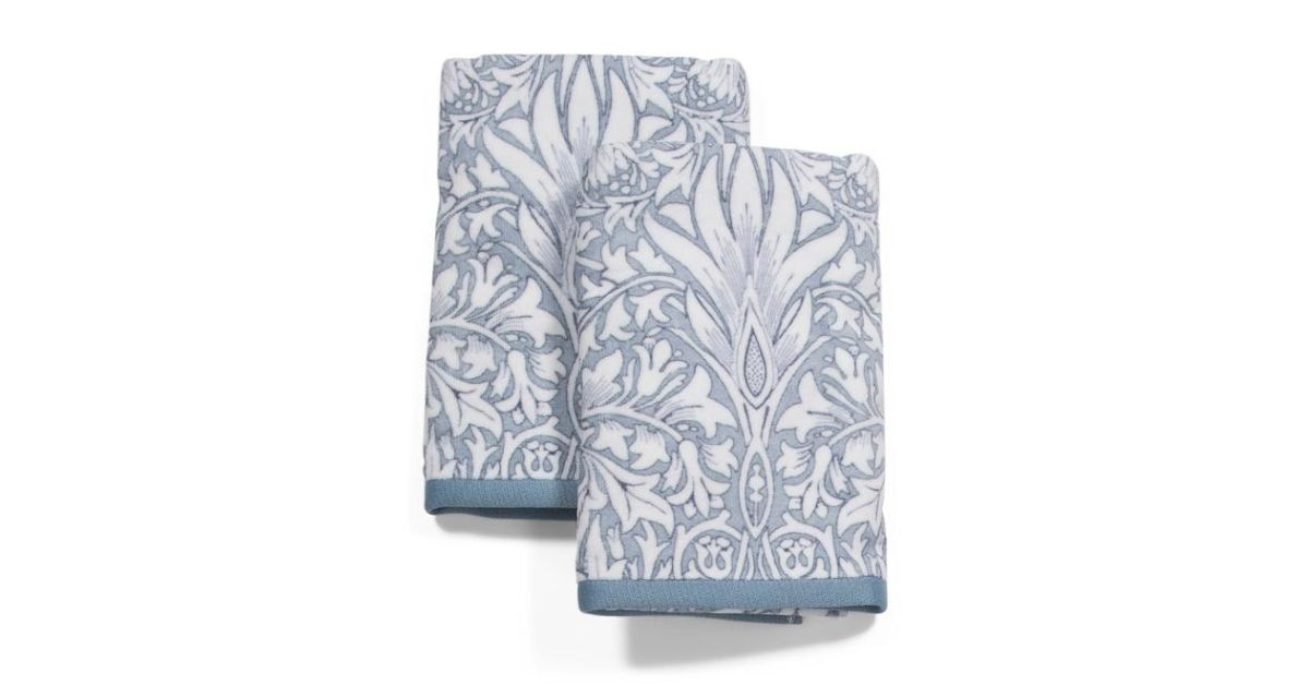 TJ Maxx MORRIS & CO. Set Of 2 Snakeshead Reverse Cotton Velour Hand Towels