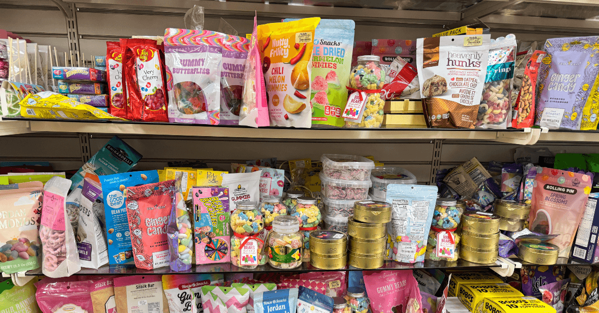 TJ Maxx snack aisle loaded shelf