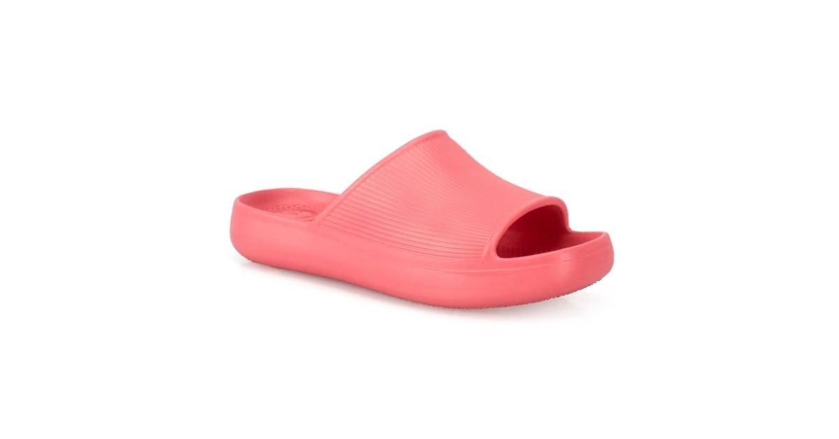 womens ribbed platform slide sandals