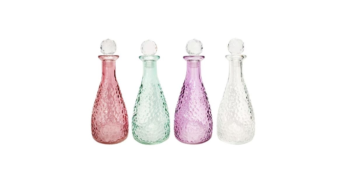 decorative glass bottle with stopper