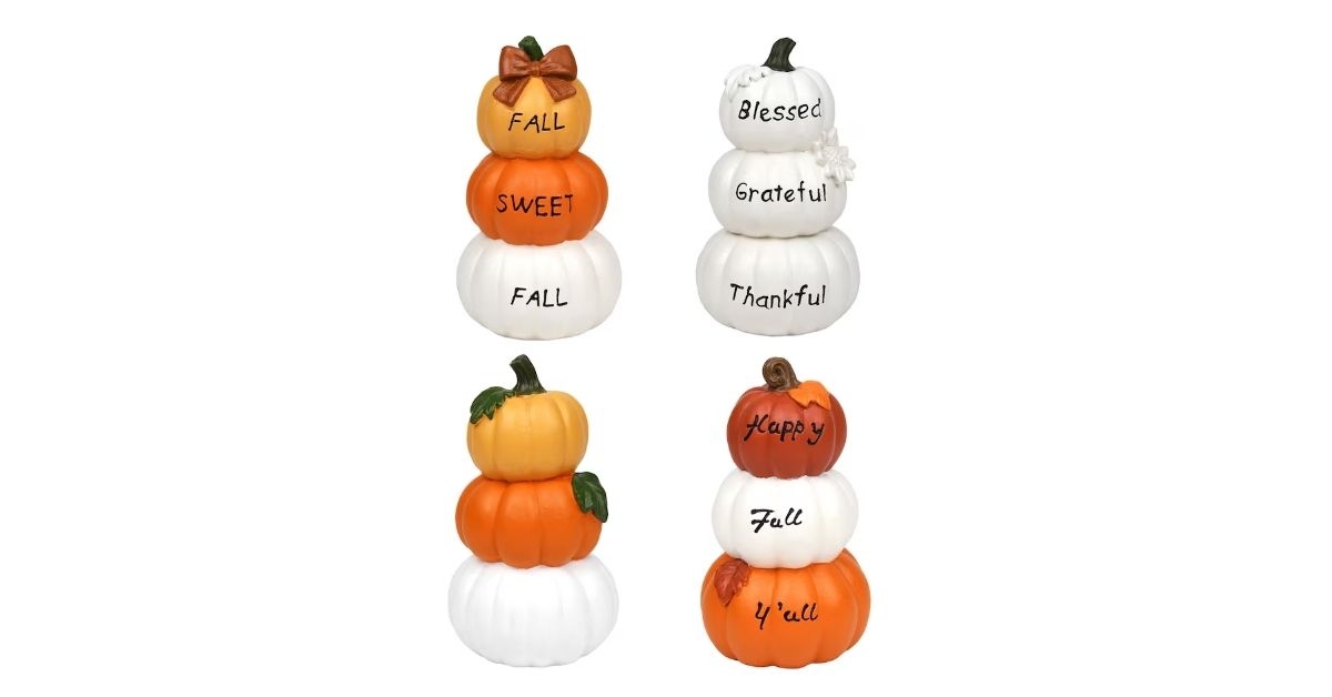 stacked pumpkins tabletop decor