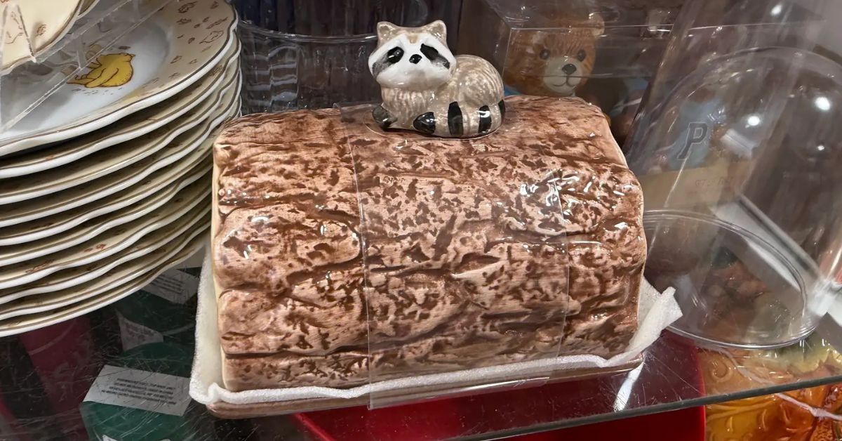 raccoon butter dish