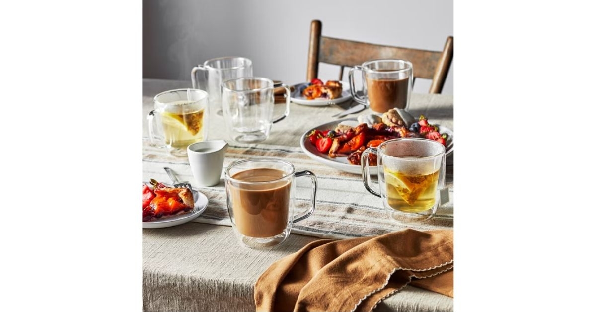 double wall glass mug set