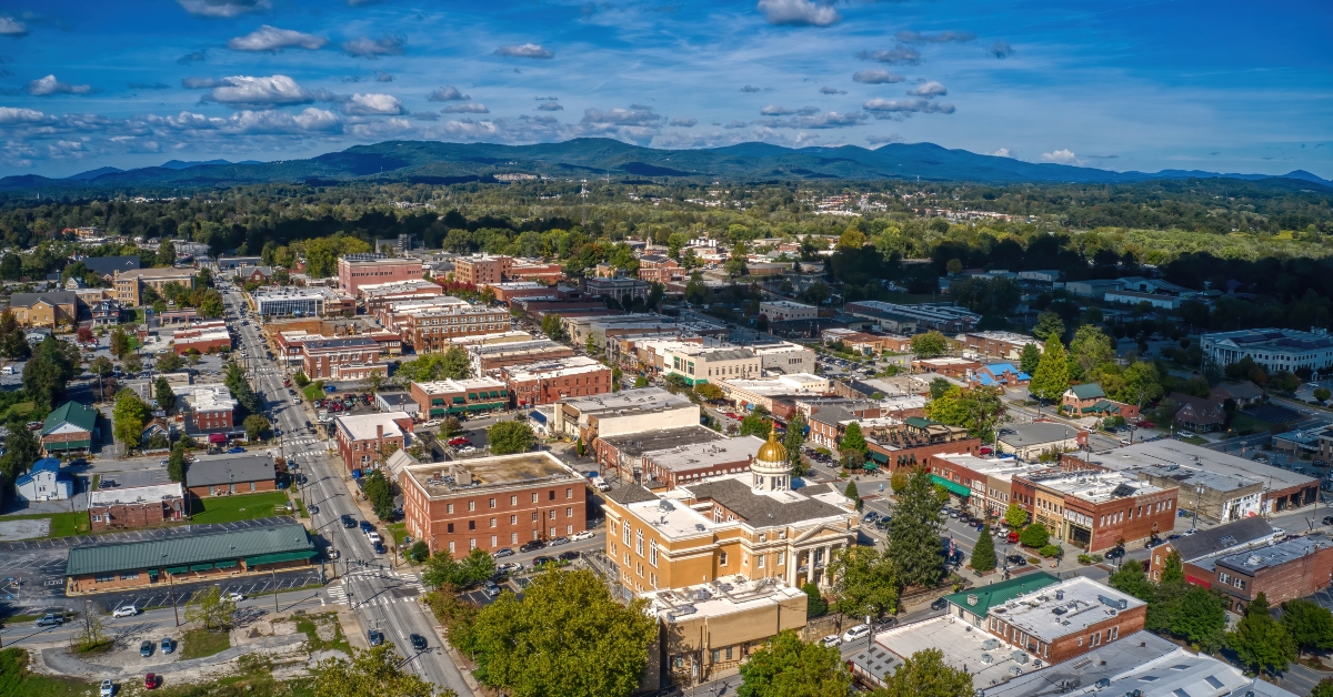 aerial view of downtown hendersonville