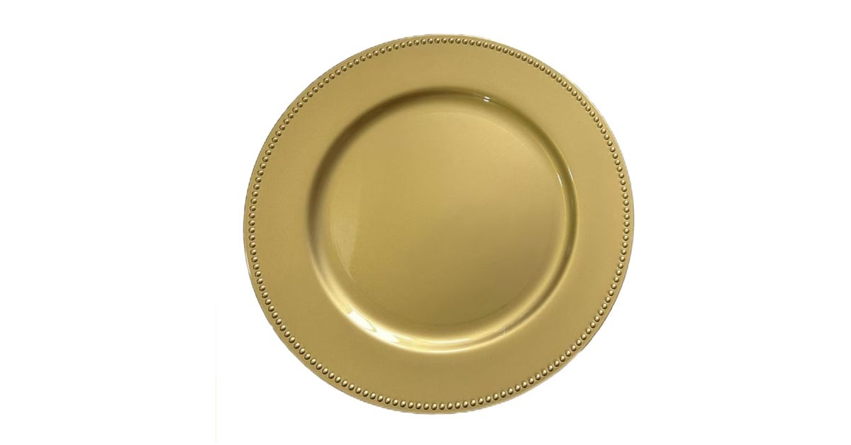 golden plate with beaded rims
