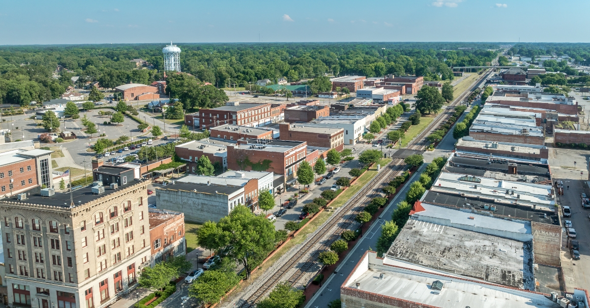 aerial view of rocky mount