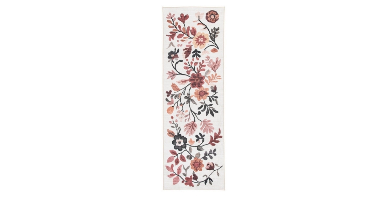 washable fall botanical runner