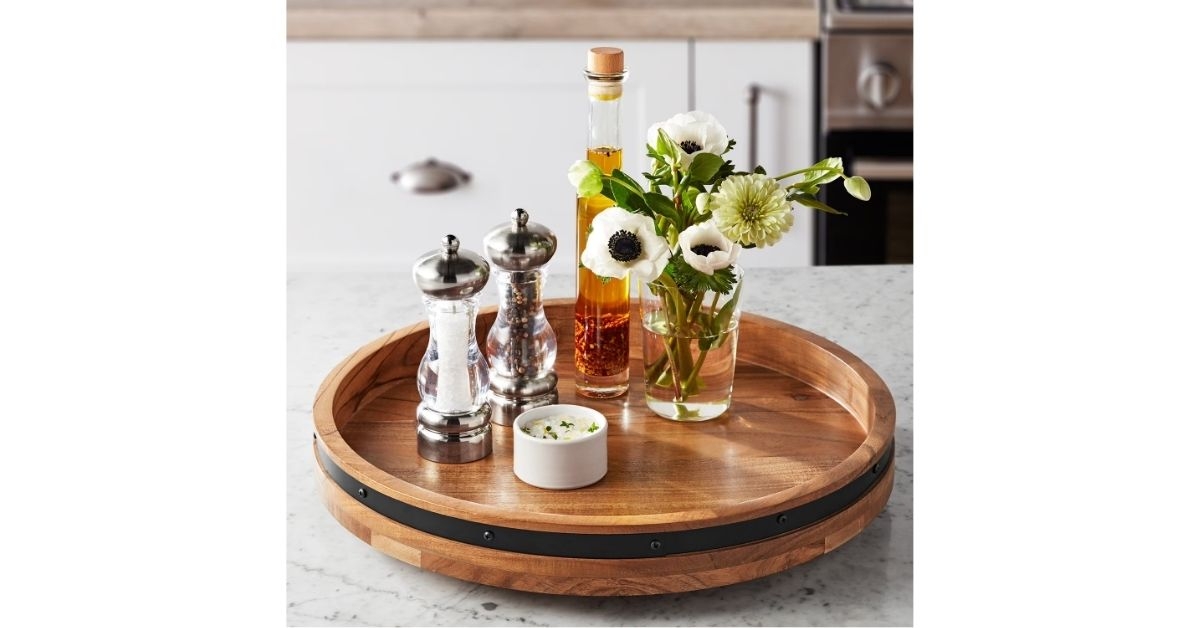 acacia wood farmhouse lazy susan
