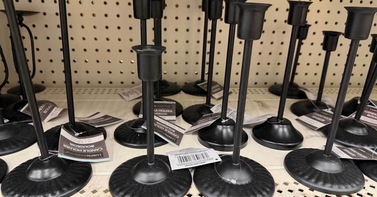 black iron candle holder
