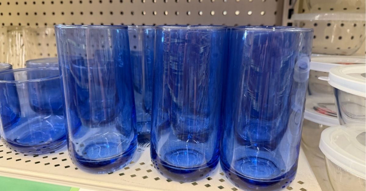 blue drinking glasses