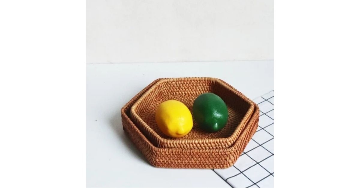 rattan serving tray