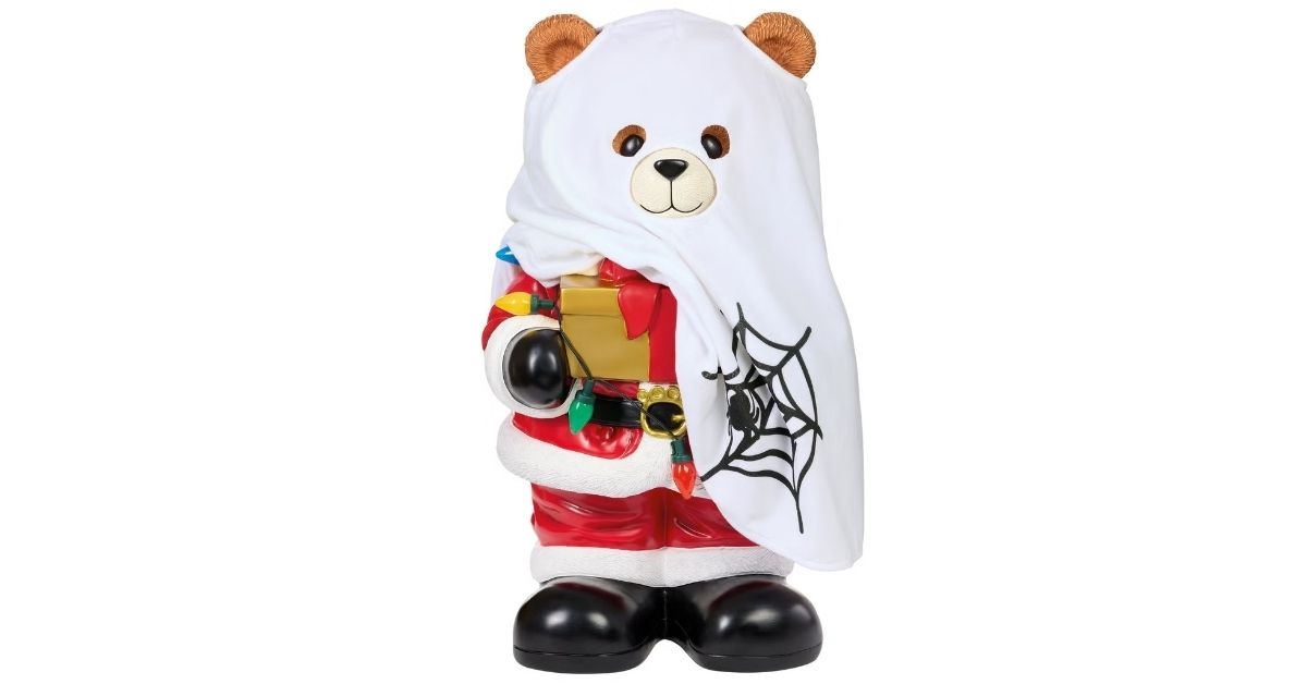 holiday bear with ghost costume