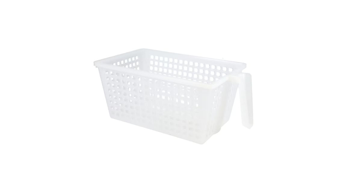 plastic slot storage basket with handle