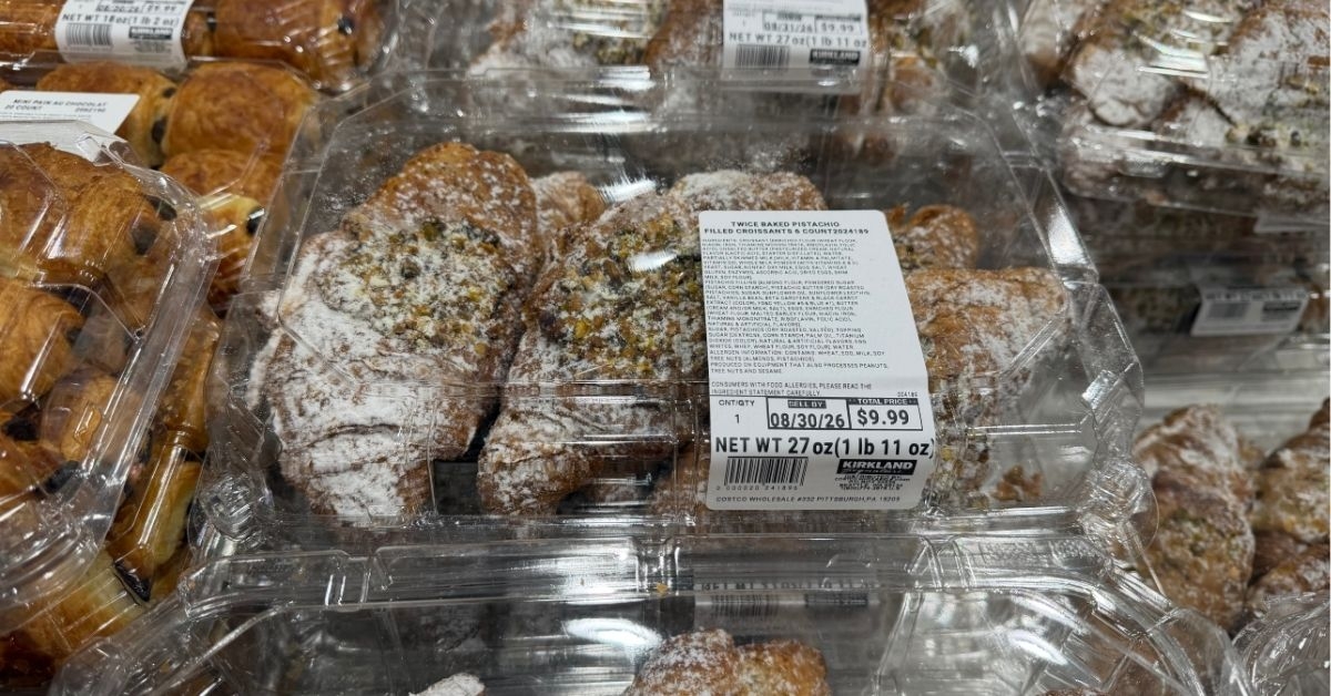 baked pistachio filled croissants