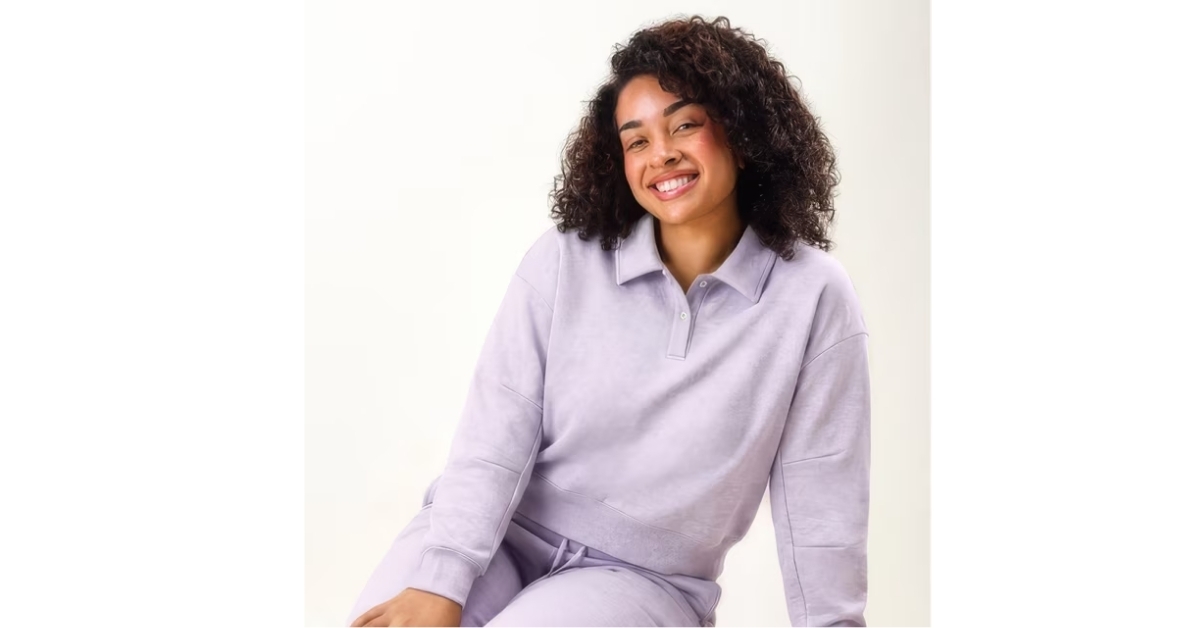 womens collared fleece top