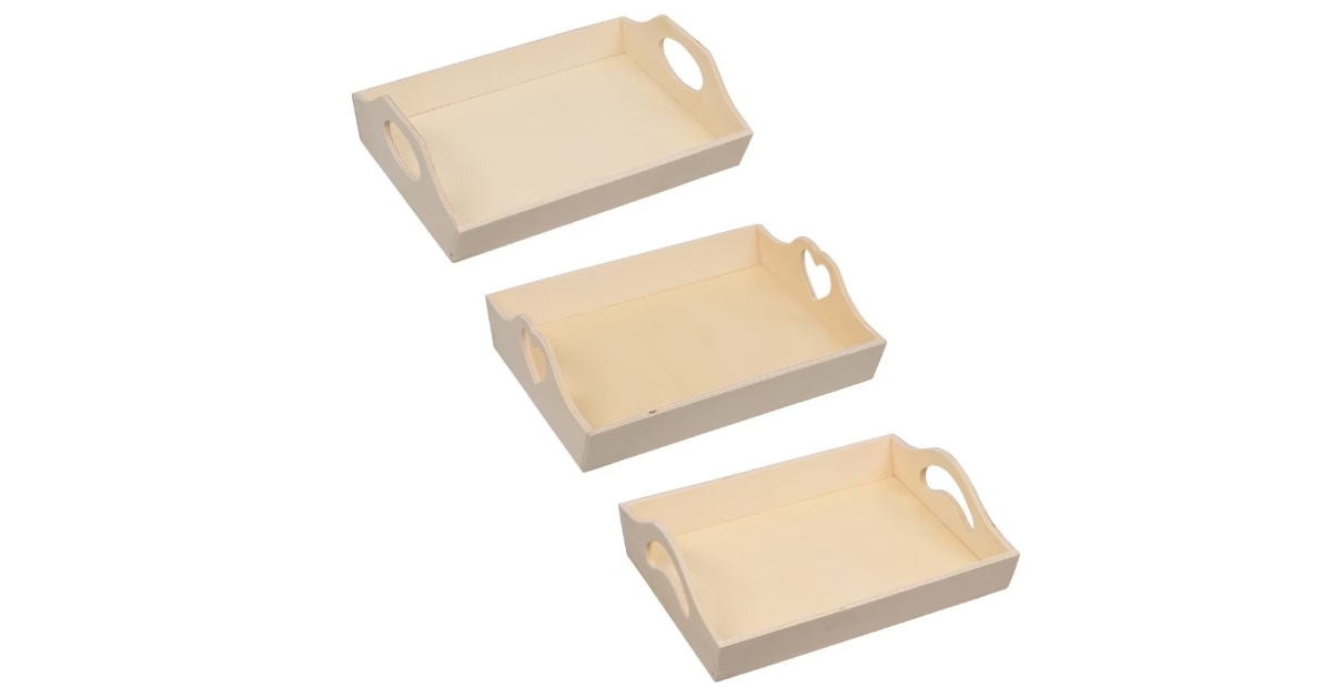 square wood tray with handles