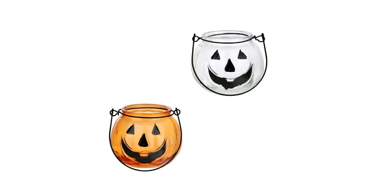 halloween pumpkin glass candle holder