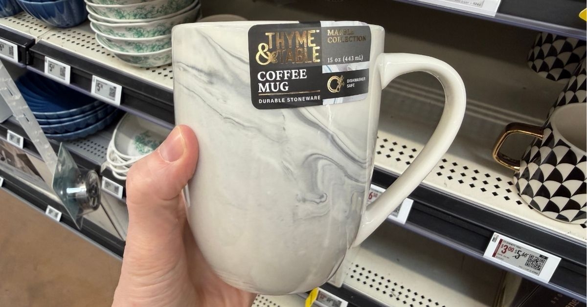 grey marble stoneware coffee mug