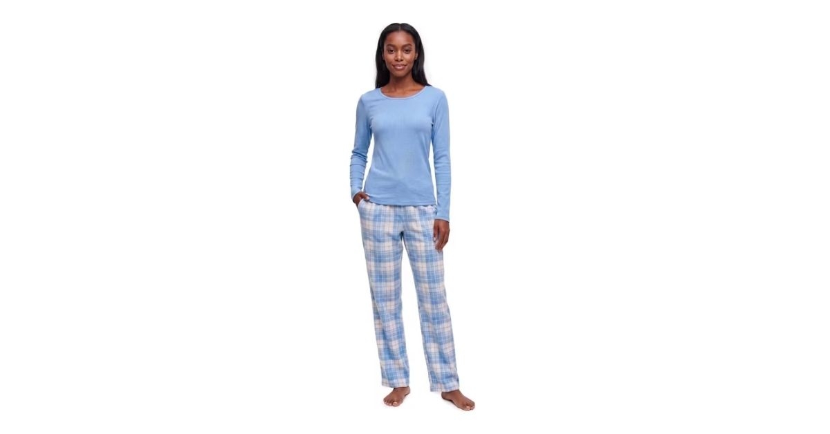 womens flannel sleep set
