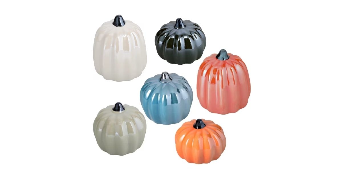 pearlized harvest ceramic pumpkins