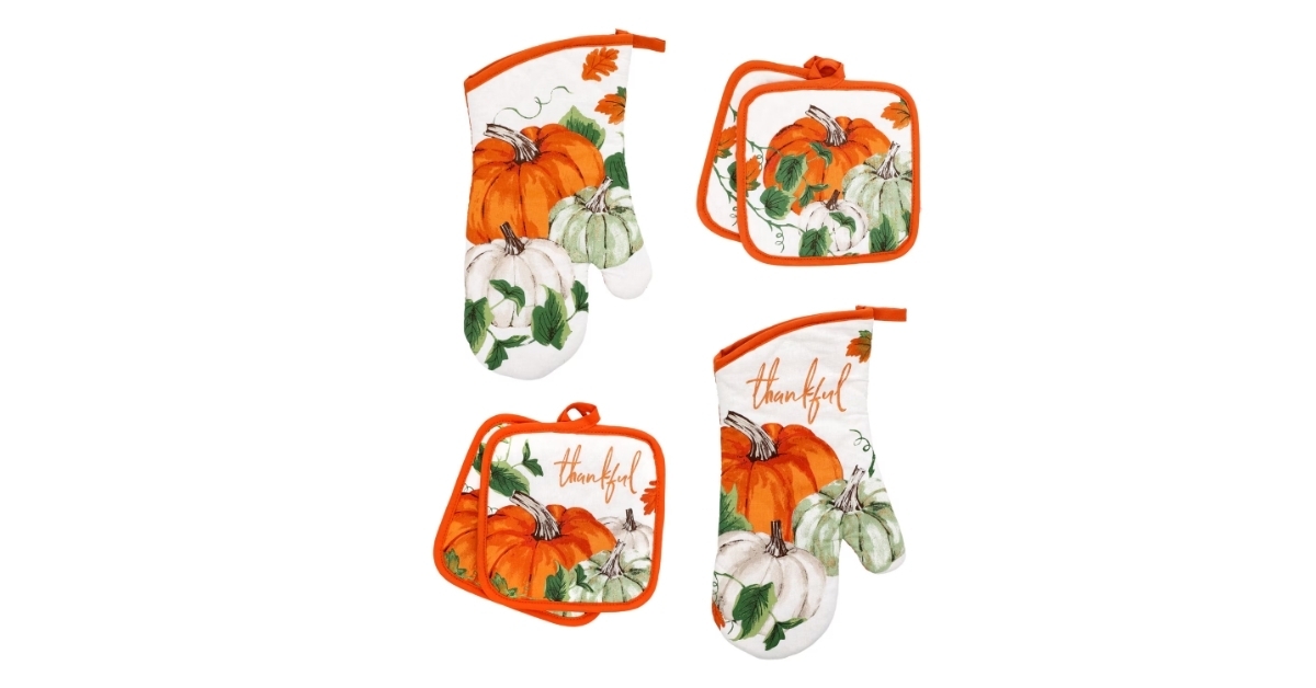 harvest pumpkin kitchen linens