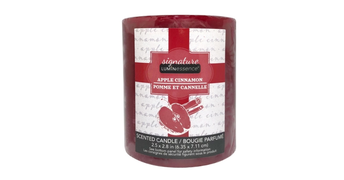 apple cinnamon scented pillar candle