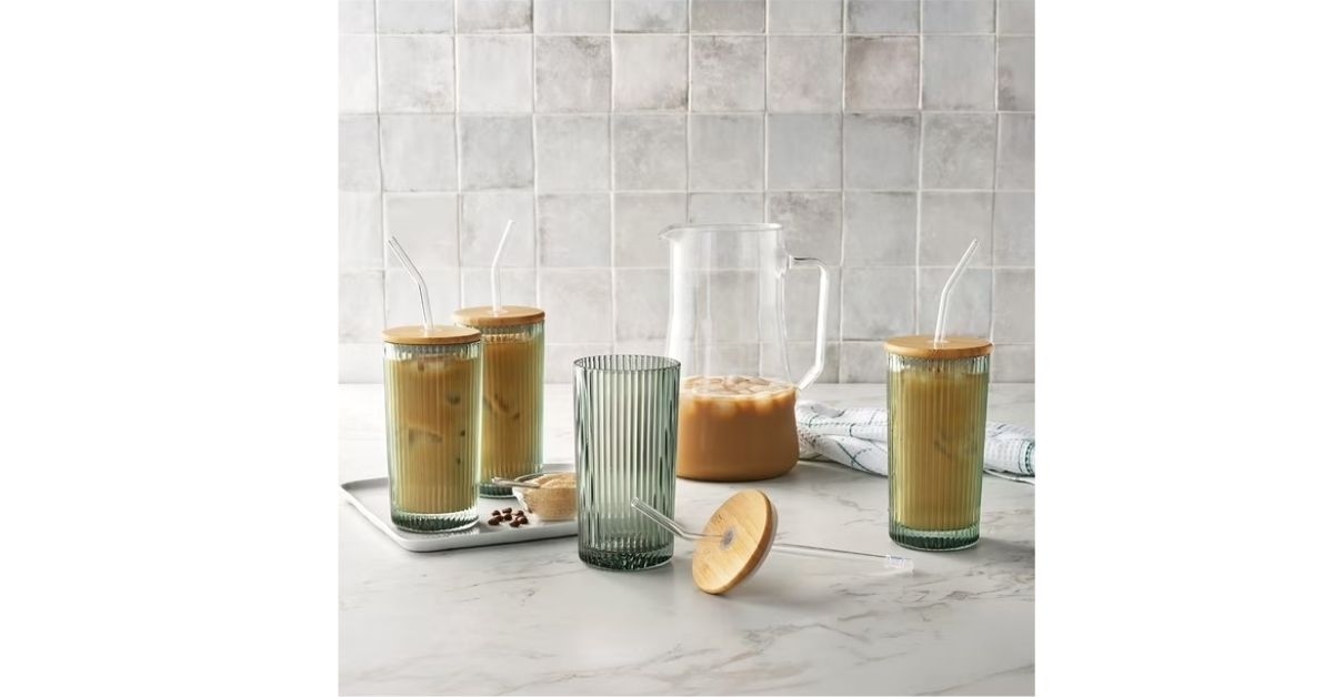 glass tumblers with bamboo lids