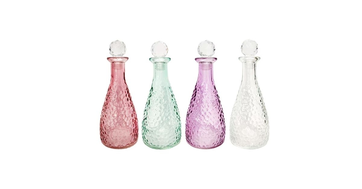 _Decorative Hammered Glass Bottles with Stoppers