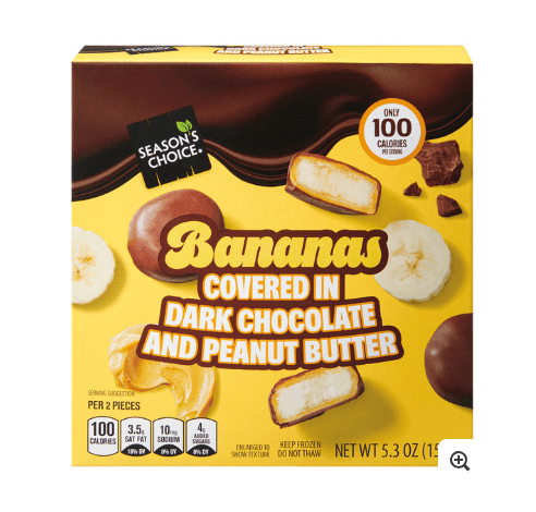 Frozen bananas covered in dark chocolate and peanut butter