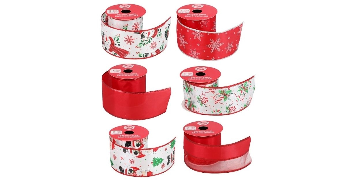 Christmas House 3-Yard Wire Edged Ribbon, Assorted Designs