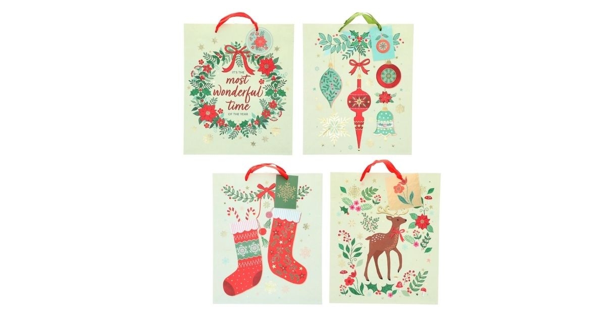 Voila Large Traditional Christmas Gift Bag, Assorted Designs