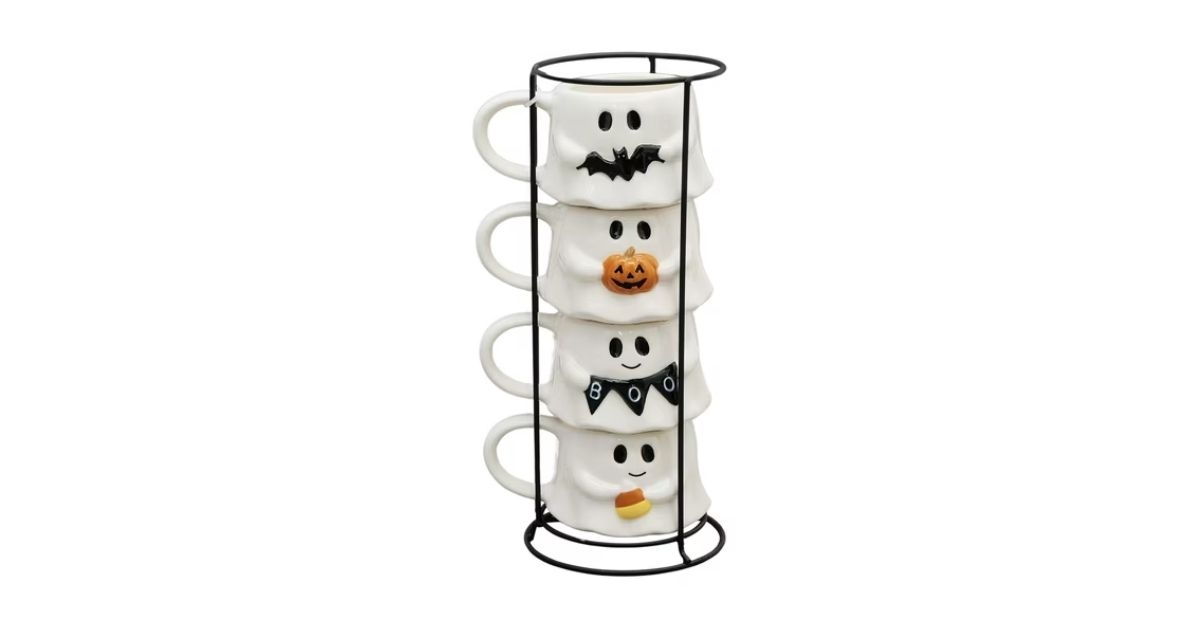 halloween ghost stack ceramic mugs